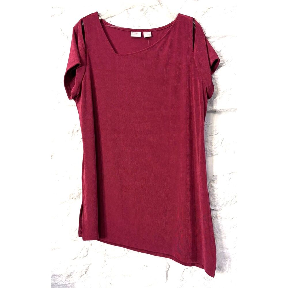 NWT Chico’s Travelers Shoulder Slit Top Deep Cherry Travel Chic, Minimalist